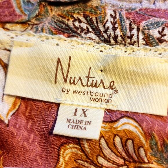 Nurture by Westbound Rose Bloom Top Womens 1X Floral Boho Fairycore Lagenlook - Picture 4 of 12